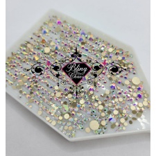 Crystal AB Gold klaasist kristallid mix suurused ss3- ss12 (u 500tk)