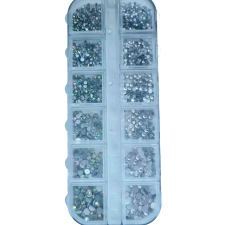 Crystal AB/Clear klaaskristallide mix karbis SS3-SS10 1.2mm- 2.6mm